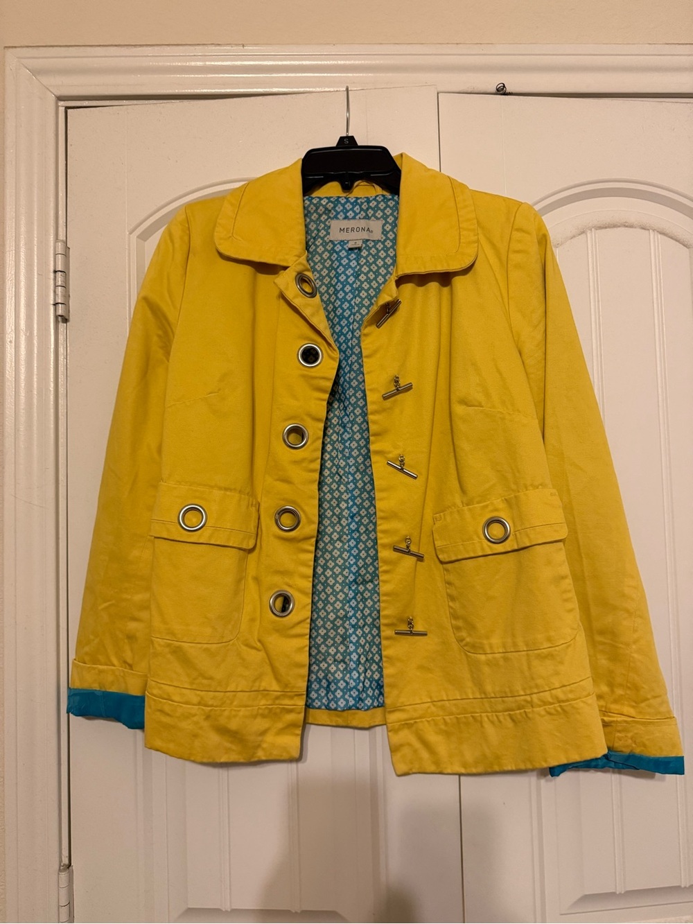 Merona Yellow Utility Jacket with Blue Lining